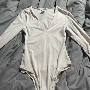 Cream bodysuit V neck